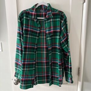 Ralph Lauren Green and Red Plaid Flannel Shirt